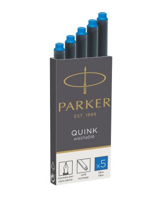 Parker Füllfederhalter Quink Tintenpatronen 5er Pack Waschbar Blau