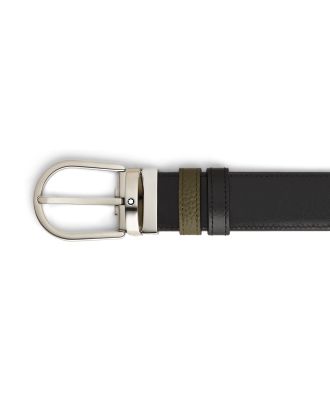 Montblanc Reversible Gürtel 35 mm, Hufeisen-Prägung, Khaki-Schwarz
