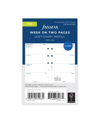 Filofax Mini Refill Woche auf 2 Seiten 2027