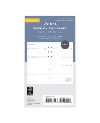 Filofax Personal Filling Week auf 2 Seiten Minimal 2027