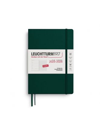 Leuchtturm1917 Agenda 18 Monate 2025 - 2026 Wochenplaner + Notizen Medium Waldgrün