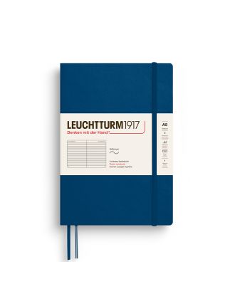 Leuchtturm1917 Notizbuch, mittelgroß, Softcover, „ Indigo “, liniert