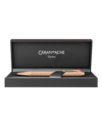 Caran d'Ache Ecridor -Damier-Roségold-Kugelschreiber-Set mit Lederetui
