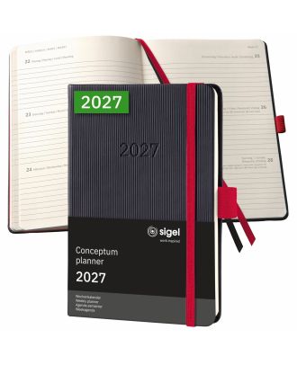 Sigel Conceptum Pure 2027 Wochenkalender A6 Schwarz/Rot Hardcover