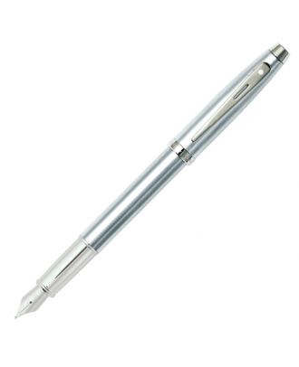 Sheaffer 100 Füllfederhalter aus gebürstetem Chrom mit vernickelten Zierelementen