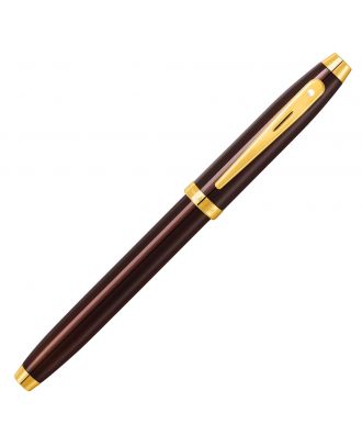 Sheaffer 100 Roller in glänzendem Kaffeebraun mit PVD-Gold-Zierleisten