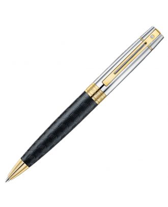 Sheaffer 300 Gravierter schwarzer Kugelschreiber mit Chromakzenten