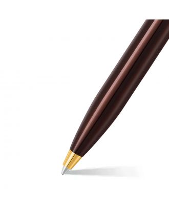 Sheaffer 100 Kugelschreiber in glänzendem Kaffeebraun mit PVD-Goldverzierung