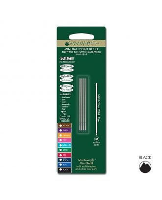 Monteverde Kugelschreibermine D1-Typ Medium Schwarz (4 Stück)