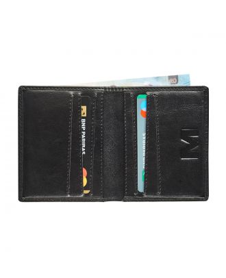 Maverick All Black Leder Brieftasche für Kreditkarten