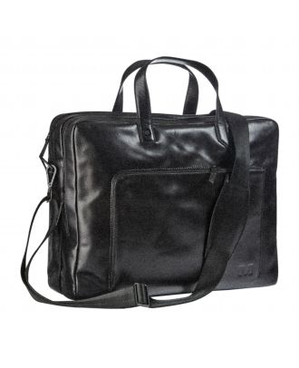 Maverick All Black Leder Business-Tasche mit Laptop-Hülle 15'6"