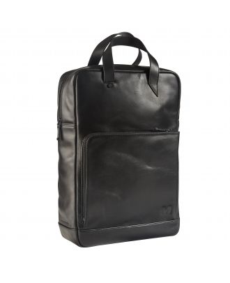 Maverick All Black Lederrucksack mit Laptopfach 15'6"