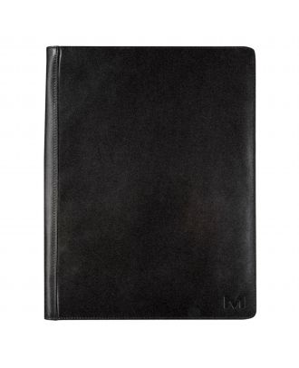 Maverick A4 All Black Leder Schreibmappe mit Reißverschluss, inklusive Notizblock