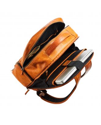 Maverick Neu Herren Lederrucksack mit Laptopfach 14"