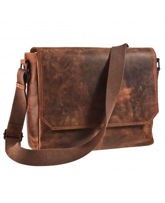 Maverick The Original Leder-Messenger-Tasche mit Laptop-Fach 14"