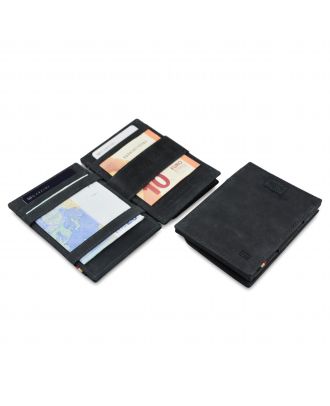 Garzini Cavara Magic Coin Wallet Vintage Carbon Schwarz