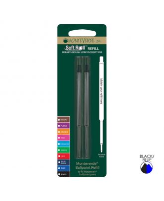 Monteverde Kugelschreiber-Mine Waterman-Type Refill Medium Blau Schwarz (2 Stück)