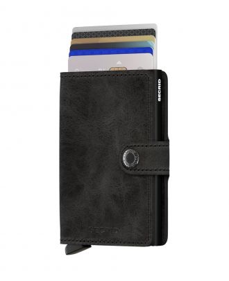 Secrid Mini Geldbörse Leder Schwarz Vintage