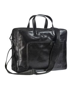 Maverick All Black Leder Businesstasche mit Laptopfach 15.6"