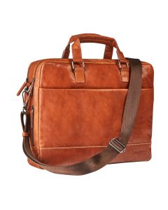 Maverick Rough Gear Cognac Leder Business-Tasche mit Laptop-Fach 15,6"