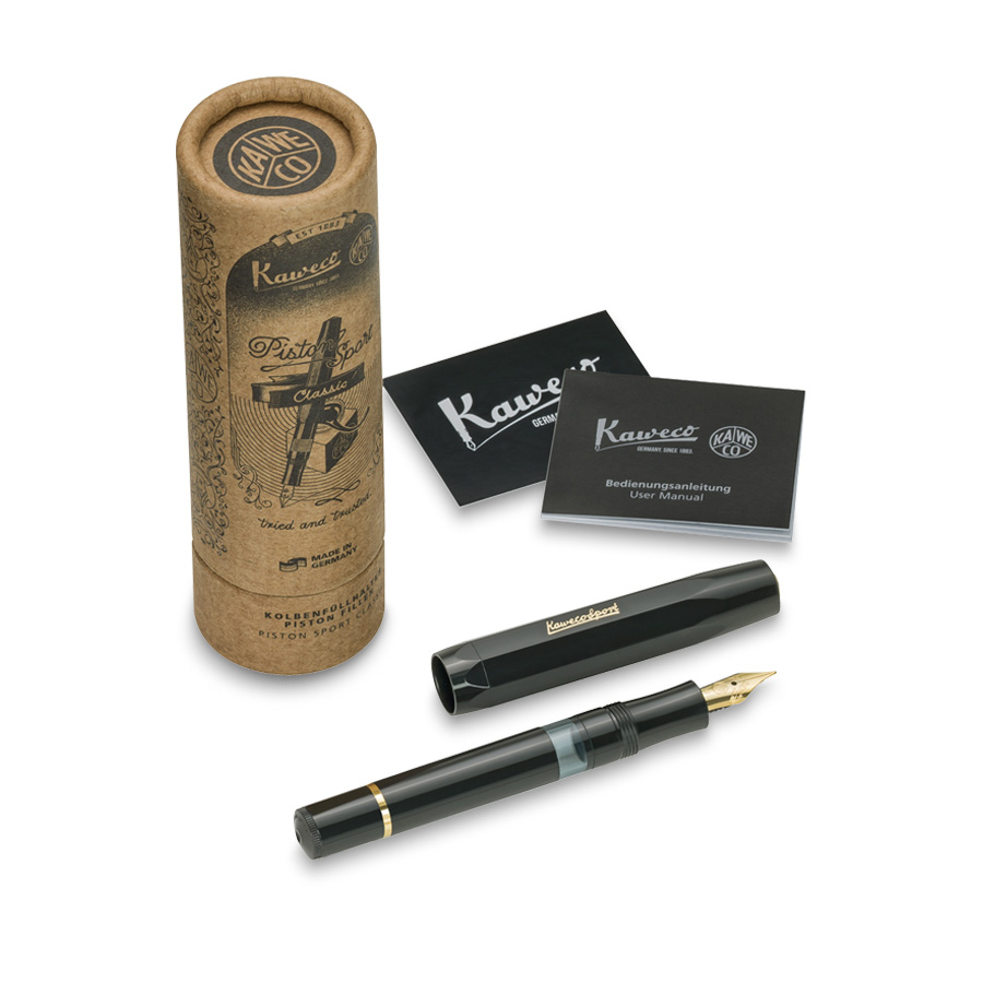 Kaweco Sport Classic Green Füllfederhalter – Feine Feder (F), Mit Goldfarbenem Clip, 13 Cm