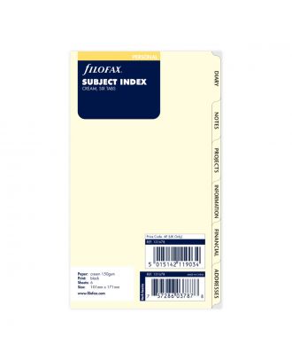 Recambio Filofax Hojas de índice personales