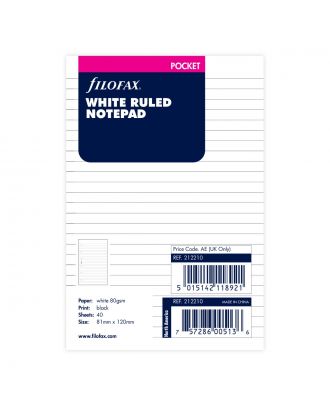 Filofax Recambio cuaderno de bolsillo Blanco rayado