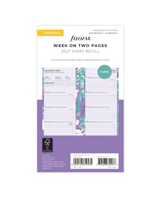 Recambio Filofax Personal Floral Semana en 2 Páginas 2027