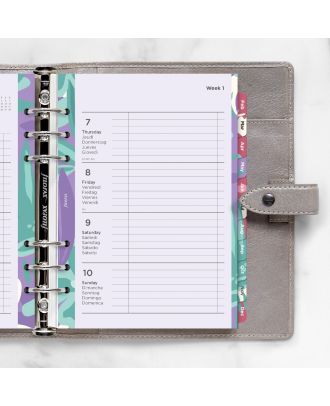 Filofax A5 Floral Ilustrada Semana en 2 Páginas con Columnas 5 idiomas 2027