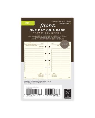 Filofax Mini Recambio 1 Día en 1 Página Crema 2027