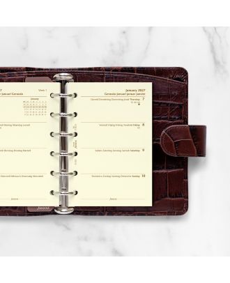 Recambio Filofax Pocket, color crema, semanal, 2 páginas, 2027