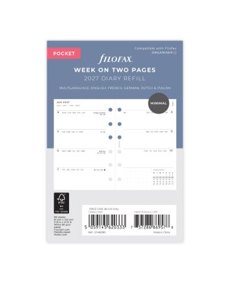Recambio de bolsillo Filofax Semana en 2 páginas Minimal 2027