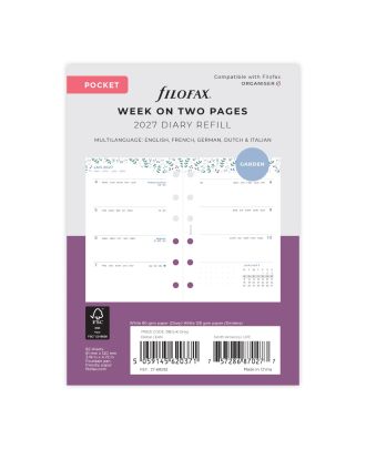Recambio de bolsillo Filofax Semana en 2 páginas Jardín 2027