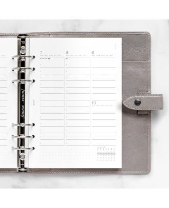Recambio Filofax A5, semana en 2 páginas, diseño minimalista con columnas, 2027