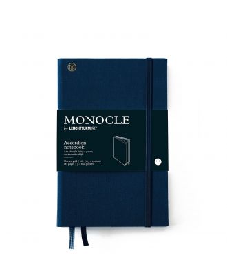 Monocle by Leuchtturm1917 Cuaderno en acordeón B6+ con tapa dura azul marino y páginas punteadas