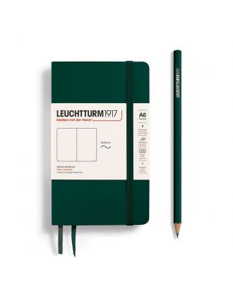 Leuchtturm1917 Cuaderno « Pocket » de tapa blanda, verde bosque, en blanco