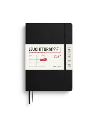 Agenda Leuchtturm1917 2027, planificador semanal mediano A5, color negro