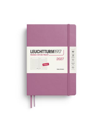 Leuchtturm1917 Agenda 2027 Planificador diario con puntos, tamaño mediano A5, Dusty Rose