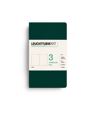 Leuchtturm1917 Jottbook Pur Pocket Forest Green Liso, paquete de 3