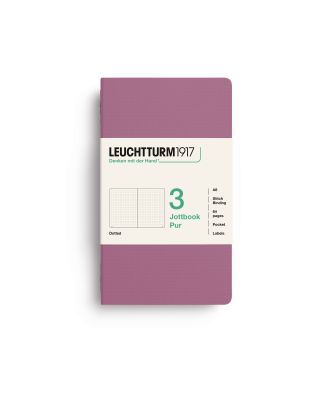Leuchtturm1917 Jottbook Pur Pocket Punteado, paquete de 3 Dusty Rose