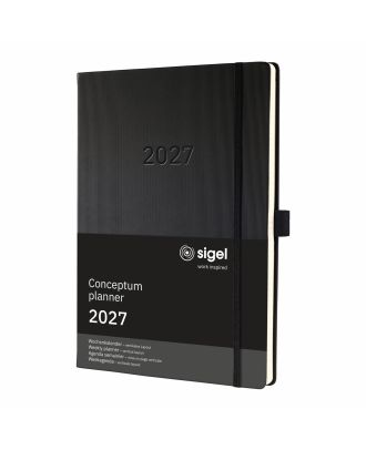 Sigel Conceptum Pure Agenda semanal 2027 A4+ negra con tapa dura