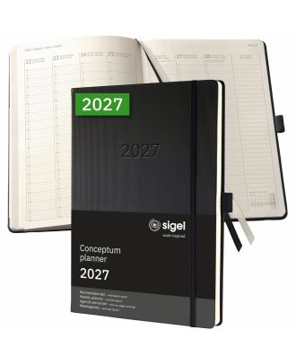 Sigel Conceptum Pure Agenda semanal 2027 A4+ negra con tapa dura