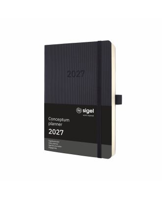 Sigel Conceptum Pure Agenda diaria 2027, formato A5, negra, con tapa blanda