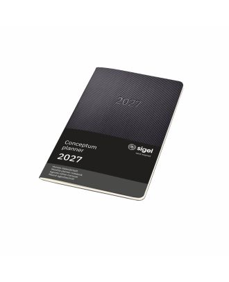 Sigel Conceptum Pure Agenda mensual 2027, formato A5, negra, con tapa blanda