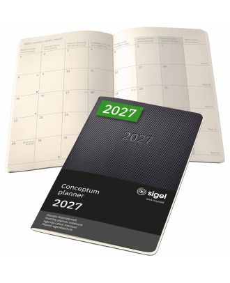 Sigel Conceptum Pure Agenda mensual 2027, formato A5, negra, con tapa blanda