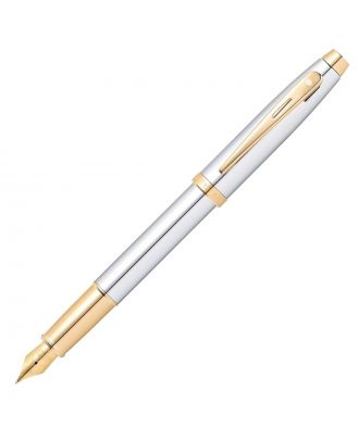Sheaffer 100 Pluma estilográfica con detalles cromados dorados