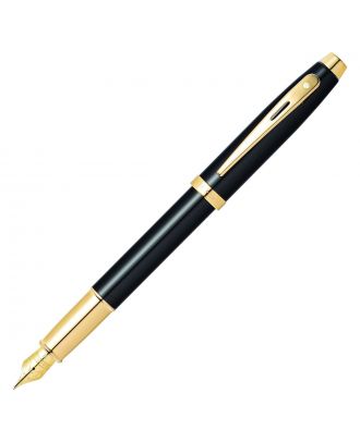 Sheaffer 100 Pluma estilográfica en negro brillante con detalles dorados