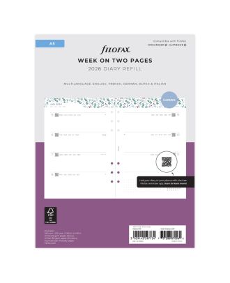 Recambio Filofax A5 Semana en 2 páginas Jardín 2026
