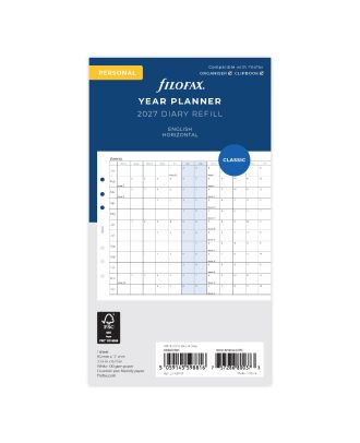 Recambio Filofax Personal para agenda anual 2027, horizontal