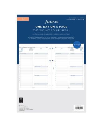 Recambio Filofax A4, un día por página, 2027